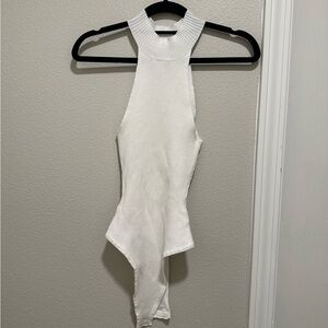 High neck, ribbed, missguided white bodysuit